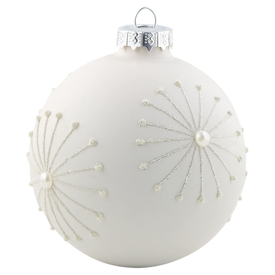Vianočná guľa biela s perličkamiphoto