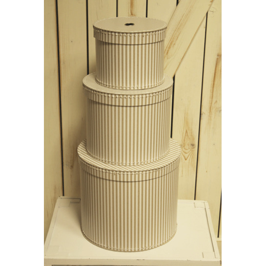 Krabica okrúhla - béžový prúžok - 