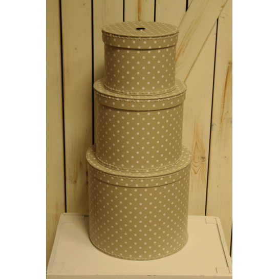 Krabica okrúhla - béžová bodka - 