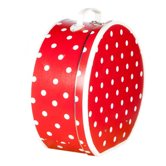 Krabica - klobúkovka červená s bielymi bodkamiphoto