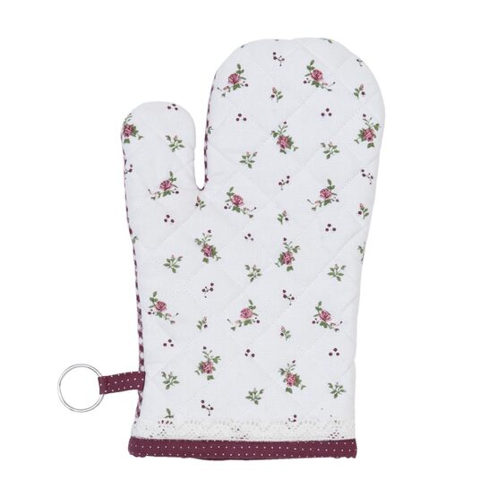 Kuchynská rukavica s drobnými bordovými ružamiphoto