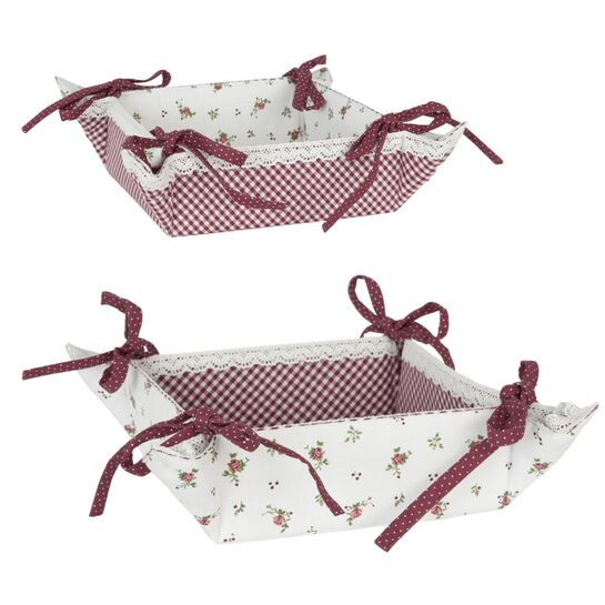 Textilný košík s drobnými bordovými ružamiphoto