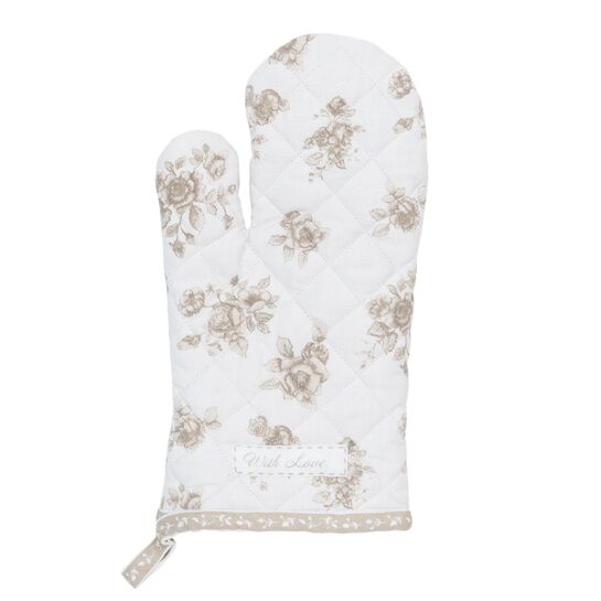 Kuchynská rukavica s ružami béžováphoto