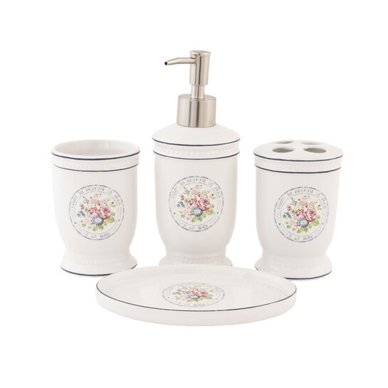 Kúpeľňový set biely s kvetinkamiphoto