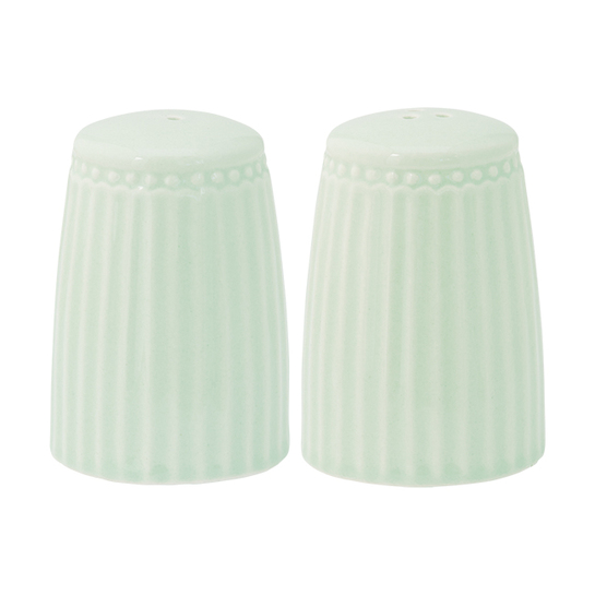 Soľnička a korenička Alice pale greenphoto