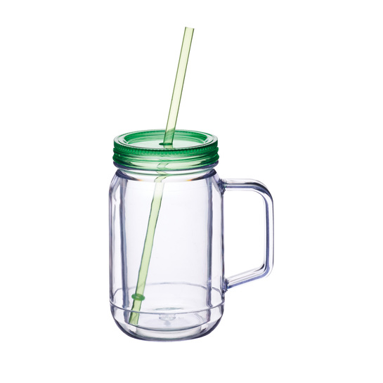 Pohár so slamkou zelenýphoto