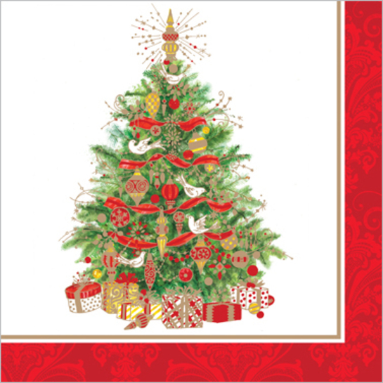 Papierové obrúsky vianočný stromček - s červeným lemomphoto