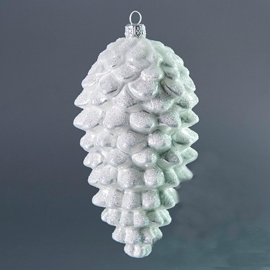 Vianočná ozdoba biela šiškaphoto