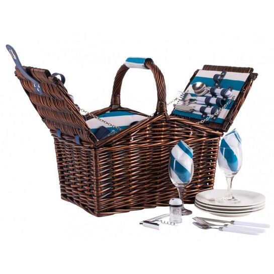 Piknikový kôš Aqua & white pre 4 osobyphoto