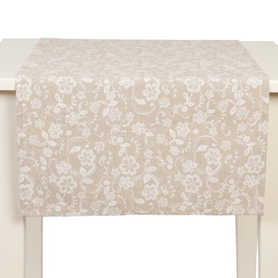 Obrus - štóla béžová s jemným bielym vzoromphoto