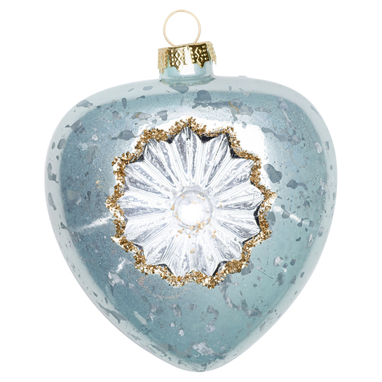 Vianočná guľa - srdce svetlomodré s hviezdičkouphoto