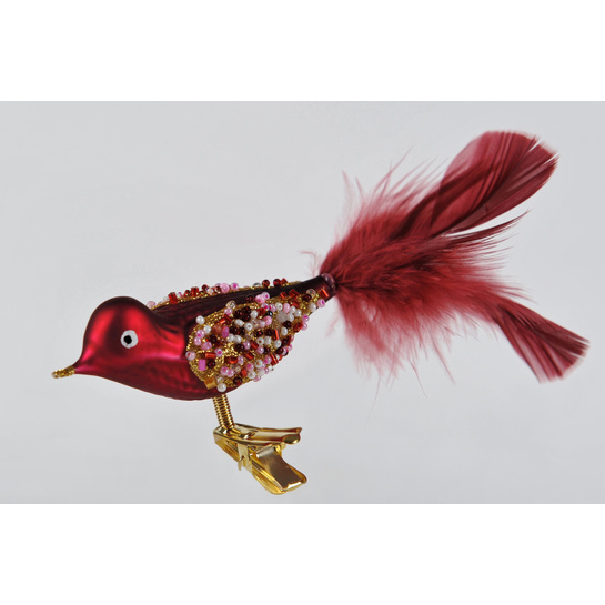 Vianočná ozdoba červený vtáčikphoto