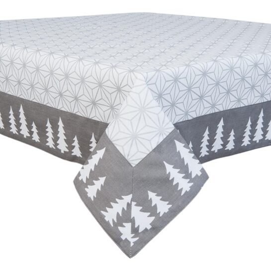 Obrus s hviezdami a stromčekmi sivý 100 x 100 cmphoto