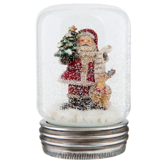 Snehová guľa so Santom a jelenčekom striebornáphoto