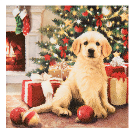 Papierové obrúsky vianočné so psíkomphoto
