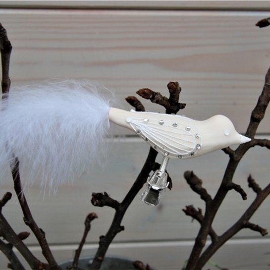 Vianočná ozdoba krémový vtáčikphoto