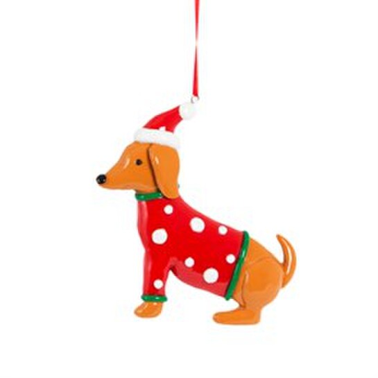 Ozdoba - jazvečík v červenom svetriphoto