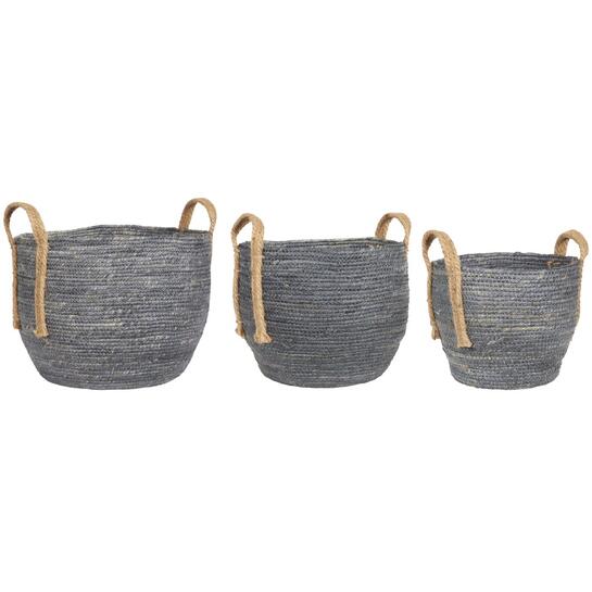 Kôš prírodný s uškami sivý malý Sphoto