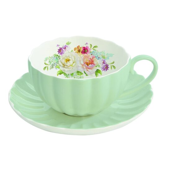 Šálka s podšálkou Jardin Royal green 200mlphoto