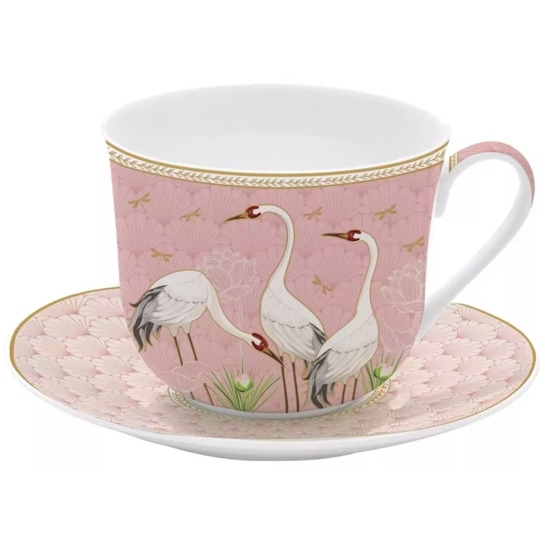 Šálka s podšálkou tancujúce žeriavyphoto